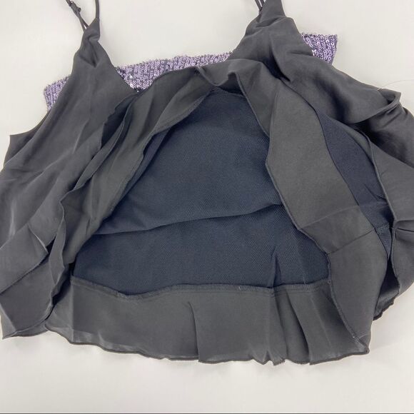 Free People Turn It On Sequin Halter Satin Camisole Tank Top Black Small - Picture 6 of 13